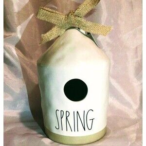 SPRING BIRDHOUSE RAE DUNN Ivory Handmade Pottery Home Decor-NEW